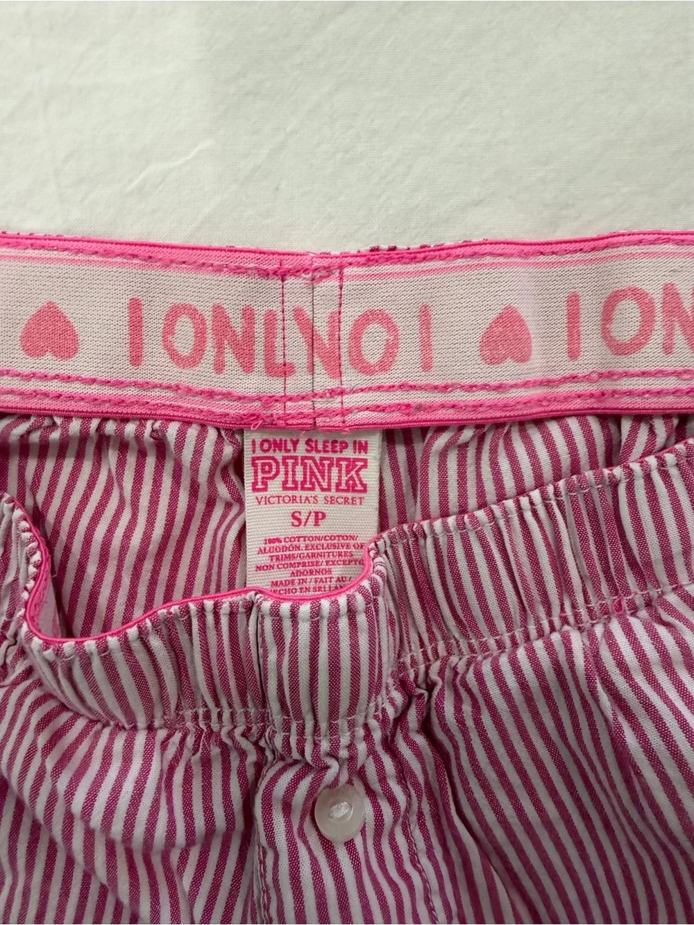 Victoria's Secret Pink Striped Pajama Pants with 'WHO NEEDS SLEEP' Graphic rare